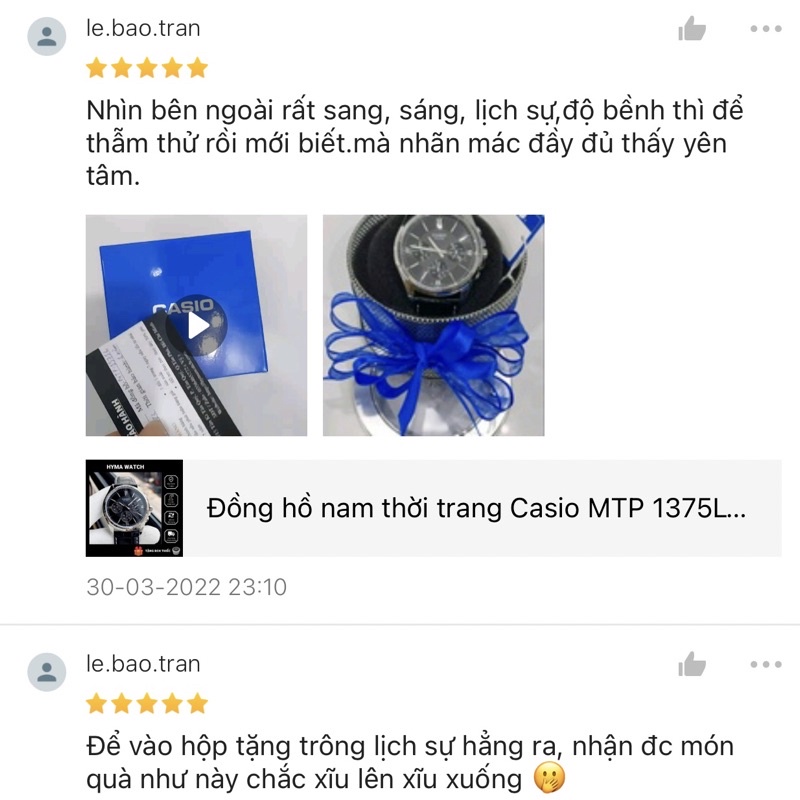 Đồng hồ Nam thời trang Casio MTP-1375L Dây da mặt đen/trắng 6 kim Bảo hành 1 năm Hyma watch