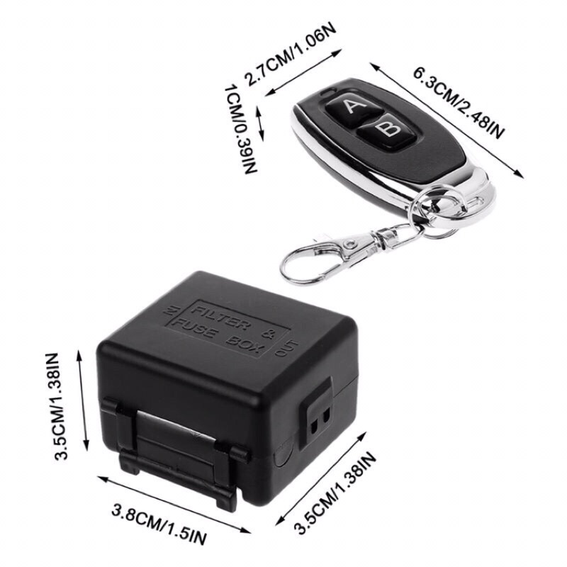 Công Tắc Điều Khiển Từ Xa Rf 433  - 12V/10A Remote Màu Đen RF433