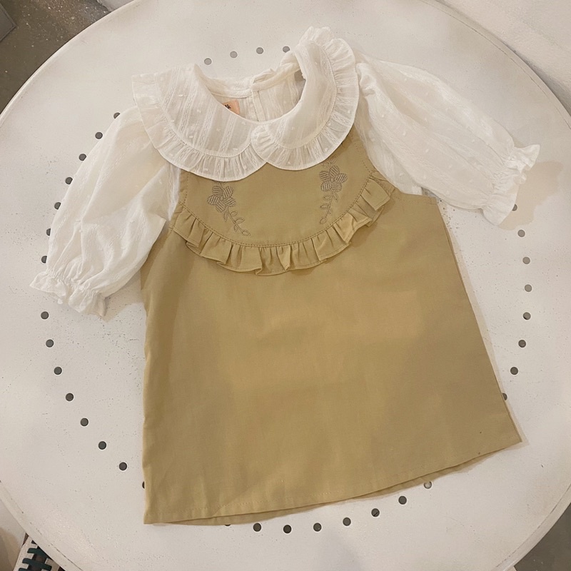 Yếm váy cho bé 1 đến 5 tuổi MICK AND MILK, Đầm bé gái thêu hình dễ thương