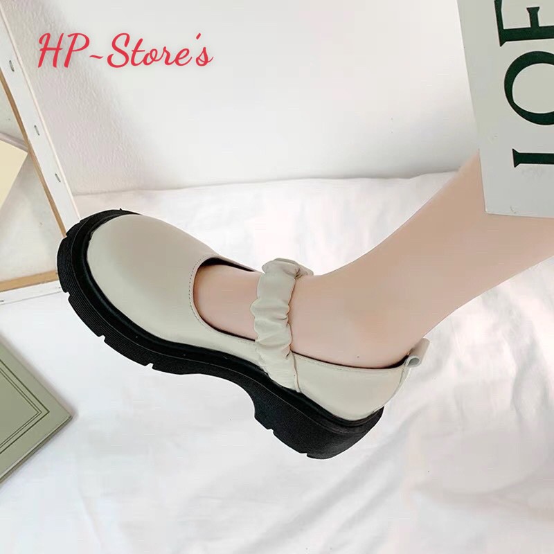 Giày Búp Bê Nữ, Giày Búp Bê Lolita Quai Chun Ôm Chân 4cm Phong Cách Hàn Quốc