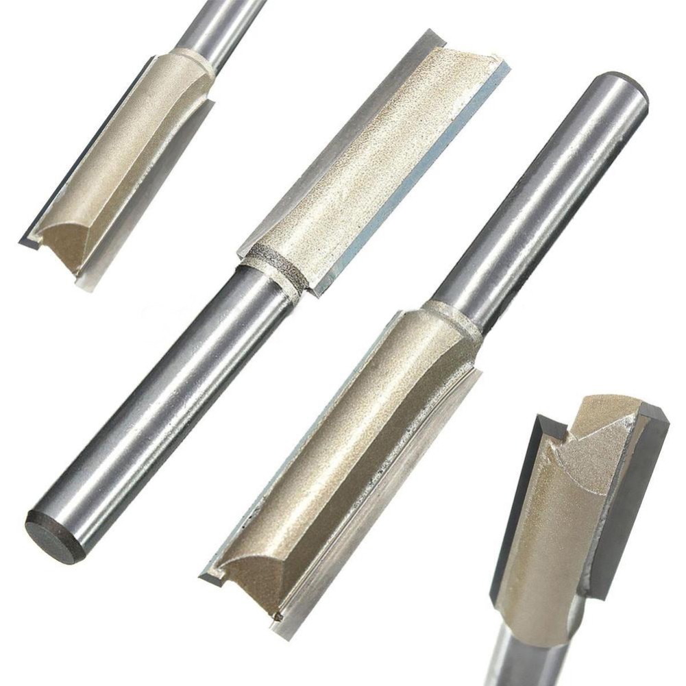 Mũi Phay Router Hai Mũi Thẳng Dài 60mm Dài 1 / 4X3 / 8 Inch Cho Chế Tác Gỗ F11