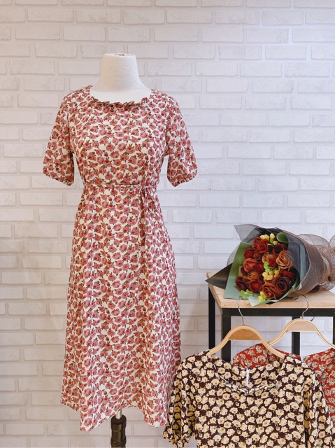 Váy hoa nhí vintage cổ viền bèo tay bồng ngắn tay 🌸 Hàng Quảng Châu | BigBuy360 - bigbuy360.vn