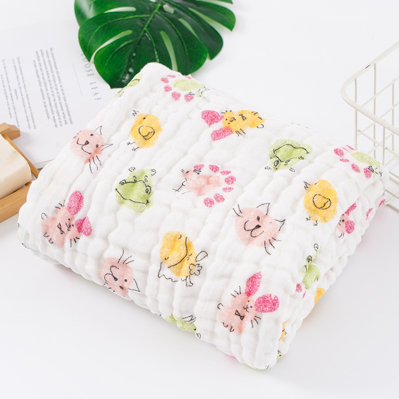 Khăn Xô Cotton Khổ Lớn 110x110cm In Hoạt Hình Dày 6 Lớp PA9899