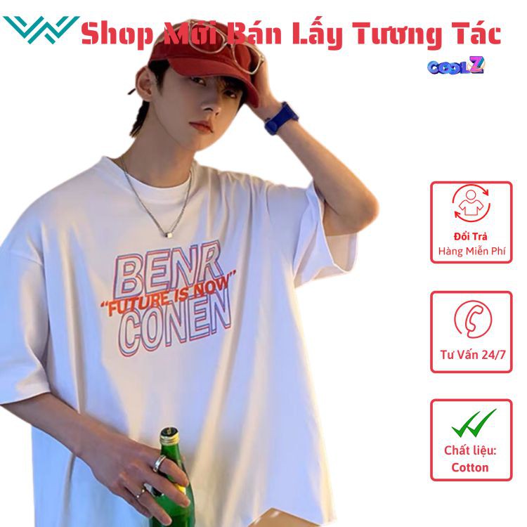 Áo thun tay lỡ.Hình Benner Conen. CoolZ phông Unisex nam nữ Cotton oversize form rộng CZ104