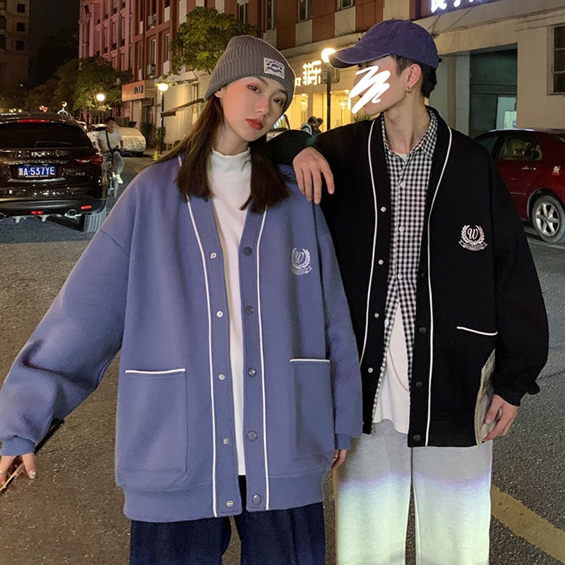 Áo khoác len dáng rộng phong cách Hong Kong thời trang cho nam và nữ