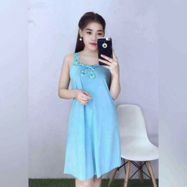 Đầm ngủ mặc nhà thun lạnh Đầm ngủ nữ 2 dây nâng ngực dáng suông | BigBuy360 - bigbuy360.vn