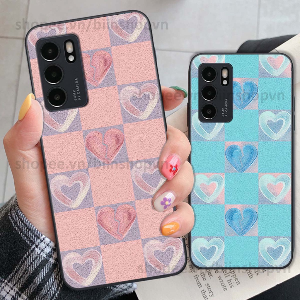 Ốp Oppo Reno6 / Reno6 Z 5G / Reno 6 caro trái tim nhiều màu sắc, đầy cá tính, khẳng định phong cách