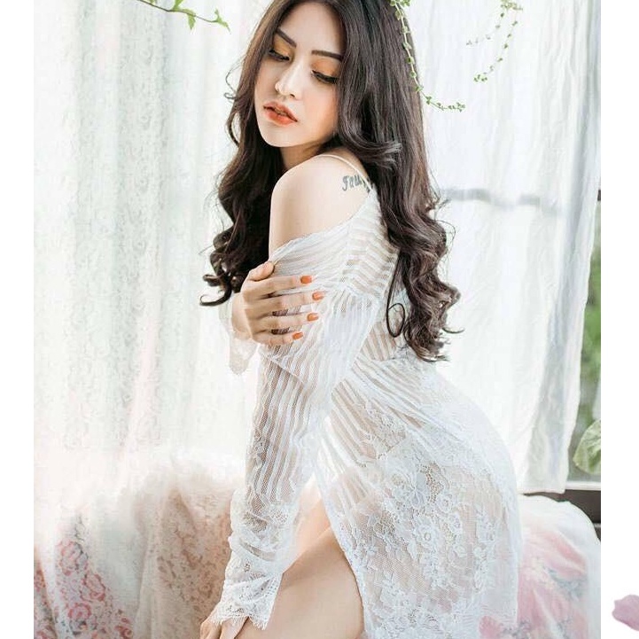 Áo Choàng ngủ nữ sexy ren xuyên thấu kèm đai freesize gợi cảm  - QuinBee | BigBuy360 - bigbuy360.vn
