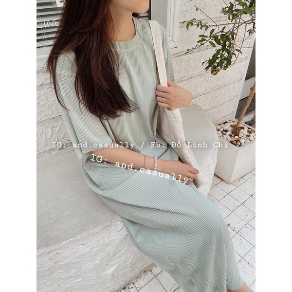 Đầm Maxi dập ly dáng suông hàng đẹp chất mềm co giãn⚡️6 màu ảnh thật | BigBuy360 - bigbuy360.vn