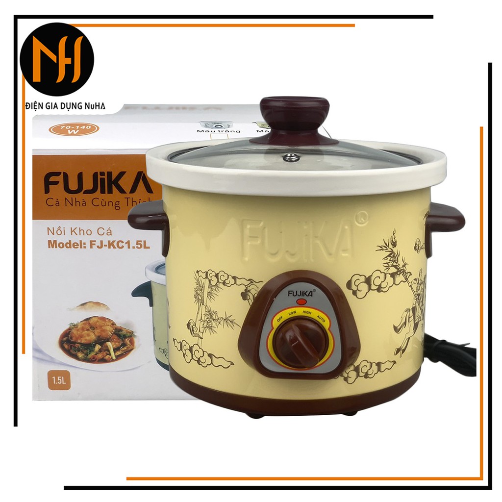 Nồi nấu chậm Fujika FJ-KC15 dùng để hầm cháo em bé, chưng yến, kho cá giữ được hương vị của thức ăn, bảo hành 12T