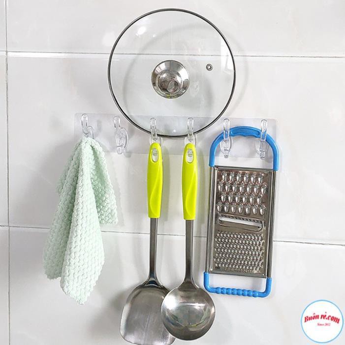 Thanh Treo Đồ Dán Tường 6 Móc Liền Mạch Trong Suốt Họa Tiết Siêu Chắc