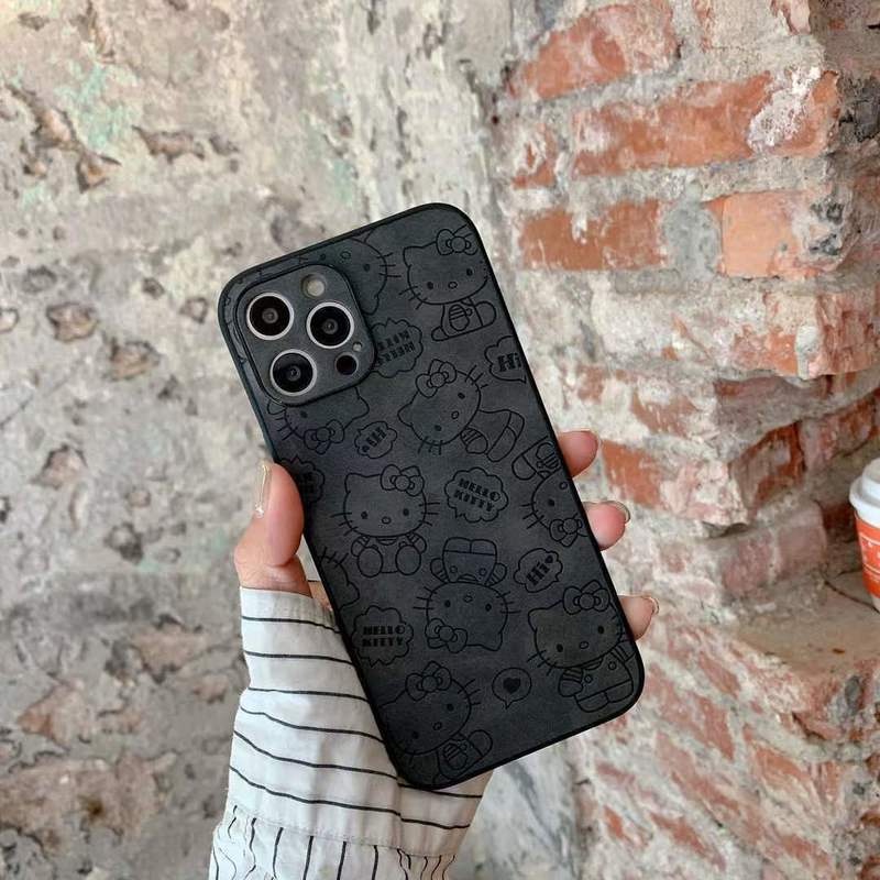 Ốp Điện Thoại Da Vuông In Hình Mèo Hoạt Hình Sang Trọng Cho iPhone 13 12 11 Pro Max X Xs Xr 7 8 Plus