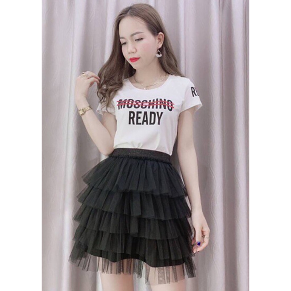 Chân váy ren ngắn nhiều tầng