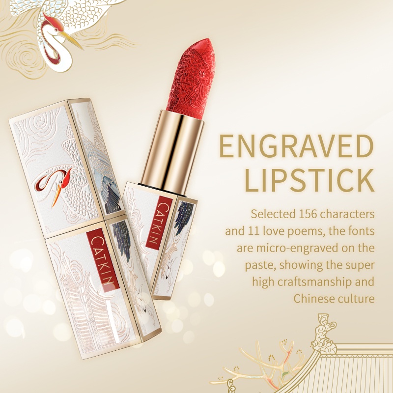 Son Môi  CATKIN Son lì kháng nước bền màu thiết kế vỏ chạm khắc sang trọng thời trang 3.6g