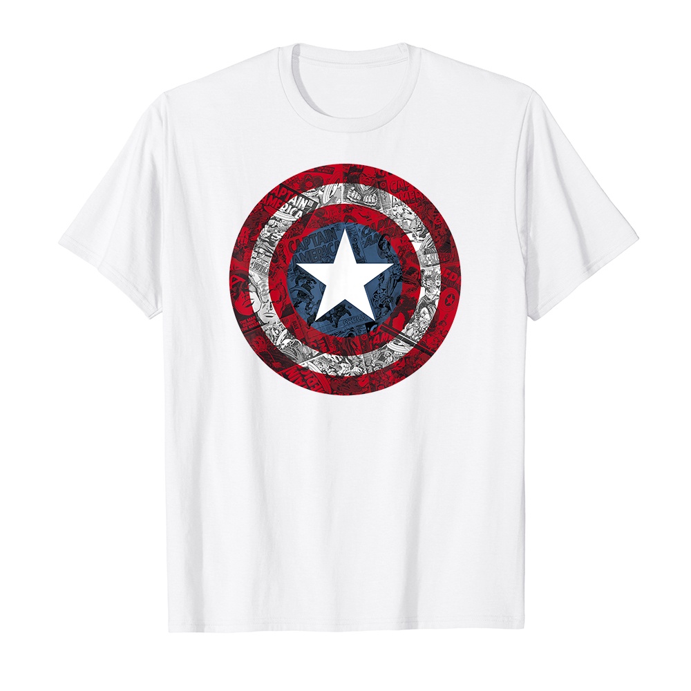 Áo thun cotton unisex HTFashion in hình Marvel Captain America Avengers Shield Comic-9174