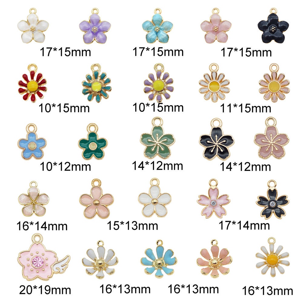 Set 40 mặt trang sức hình hoa cúc / hoa đào bằng hợp kim tráng men xinh xắn