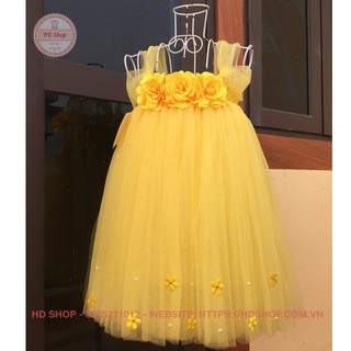 Váy công chúa cho bé ❤️FREESHIP❤️ Váy công chúa vàng hoa hồng vàng nhí vàng cho bé yêu
