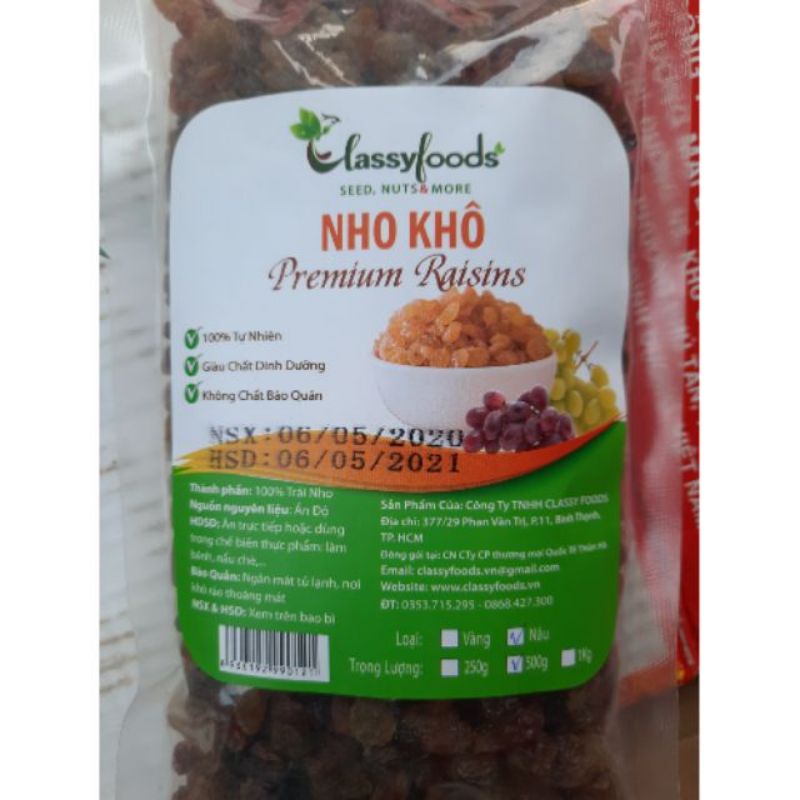 Nho khô nâu ấn độ 1kg⚡ LOẠI NGON ⚡ 1kg nho khô nâu không chất bảo quả an toàn khi sử dụng