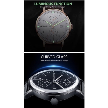 Đồng hồ nam MINI FOCUS MF0052G.01 dây da thật màu đen viền thép không gỉ màu bạc 3 kim hàng chính hãng cao cấp Nhật Bản | BigBuy360 - bigbuy360.vn