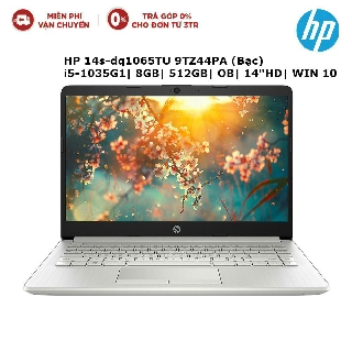 Laptop hp 14s-dq1065tu 9tz44pa bạc i5-1035g1 i 8gb i 512gb i ob i 14"hd i win 10