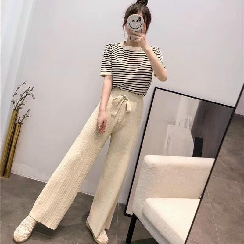Set len mongtoghi kẻ quần suông | BigBuy360 - bigbuy360.vn