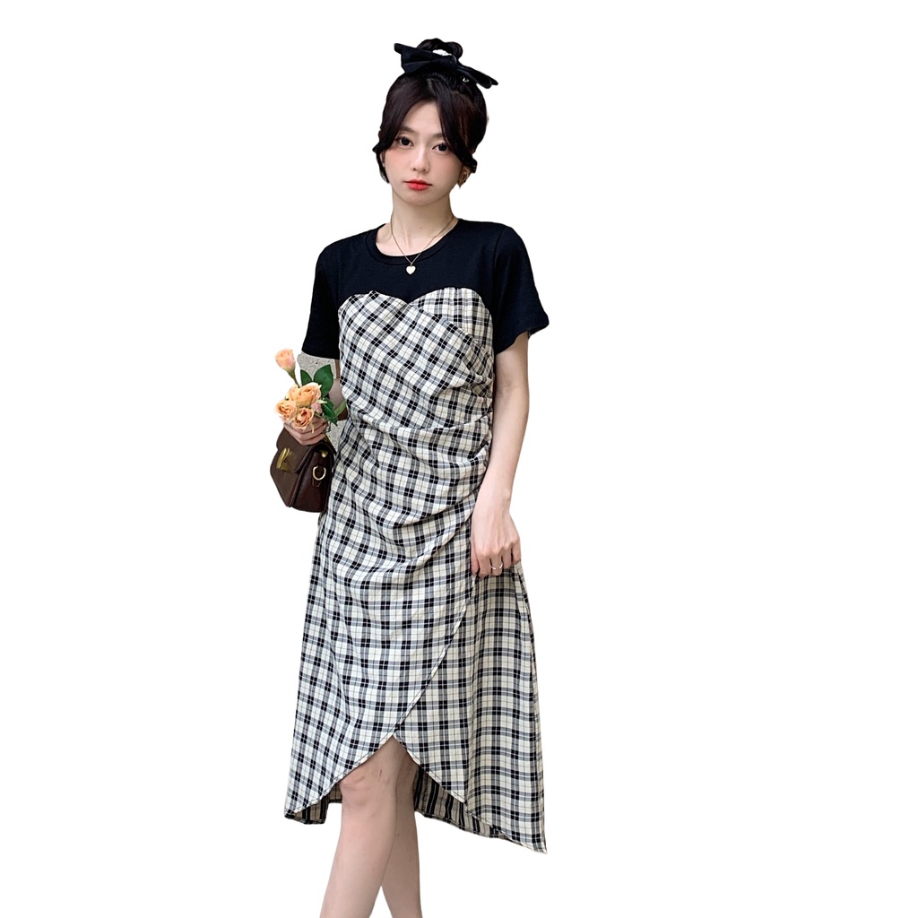 Đầm dài Perty họa tiết caro thời trang thanh lịch dành cho nữ