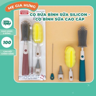 Cọ rửa bình sữa silicon - cọ bình sữa cao cấp moonship 4 chi tiết