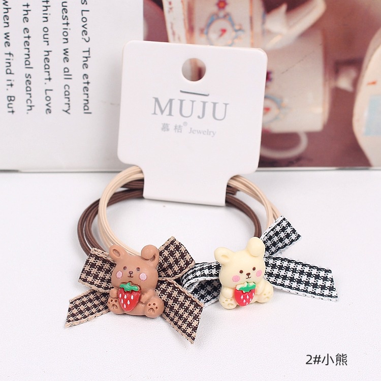 Set 2 dây chun buộc tóc đính nơ charm thú dễ thương BAG U S2CHUN09