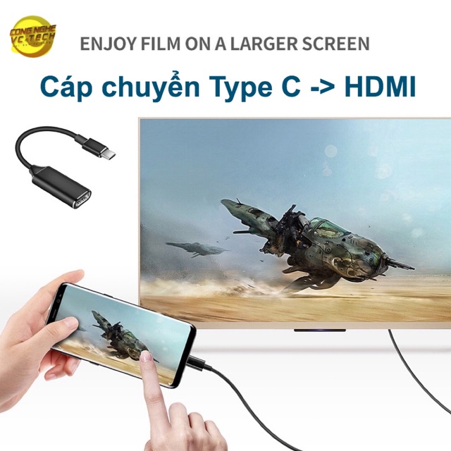Cáp chuyển đổi từ cổng type C sang HDMI 4K 30hz đực sang cổng cái