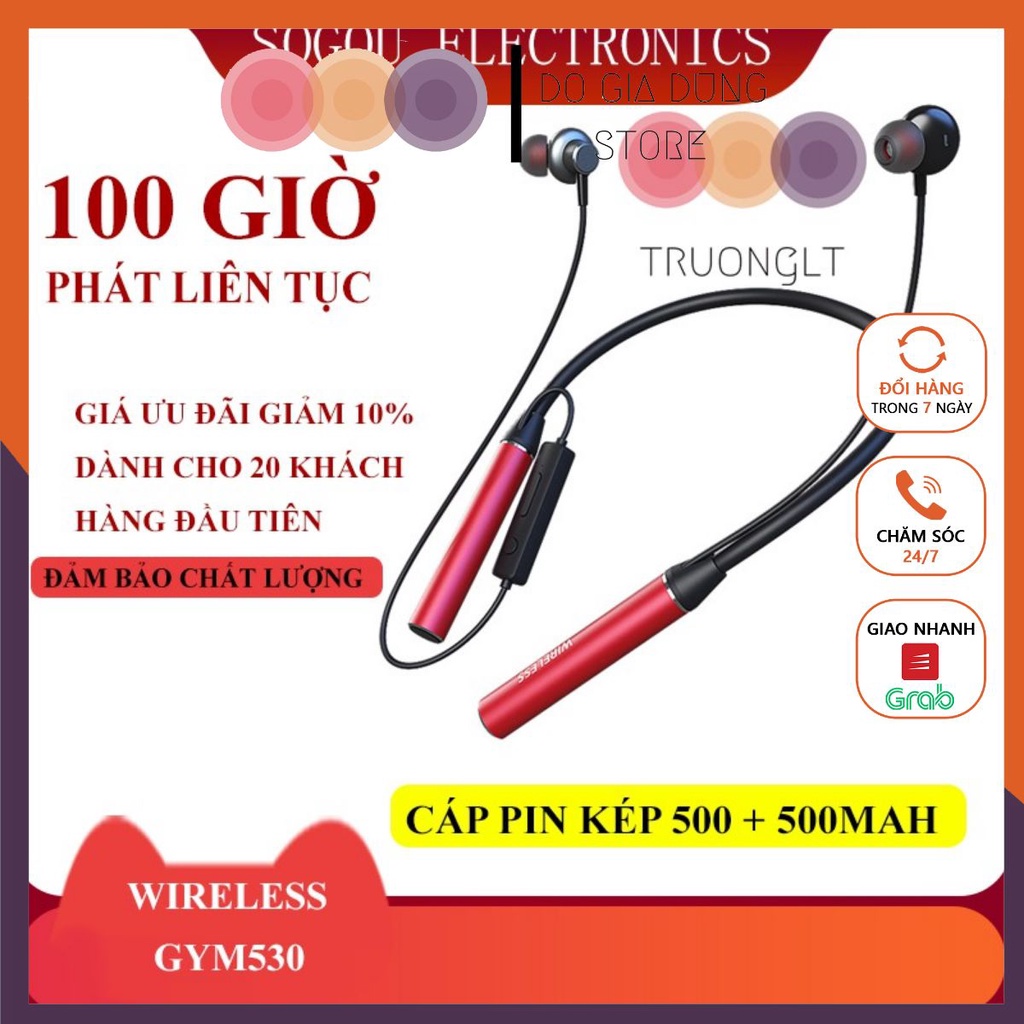 tai nghe bluetooth 5.0 không dây hai tai treo cổ thể thao chạy pin trâu