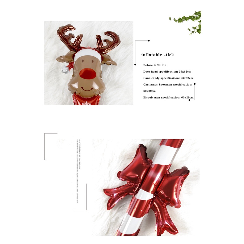 Bong Bóng Lá Nhôm Cầm Tay Trang Trí Giáng Sinh Hình Gingerbread Man / Ông Già Noel / Người Tuyết / Tuần Lộc