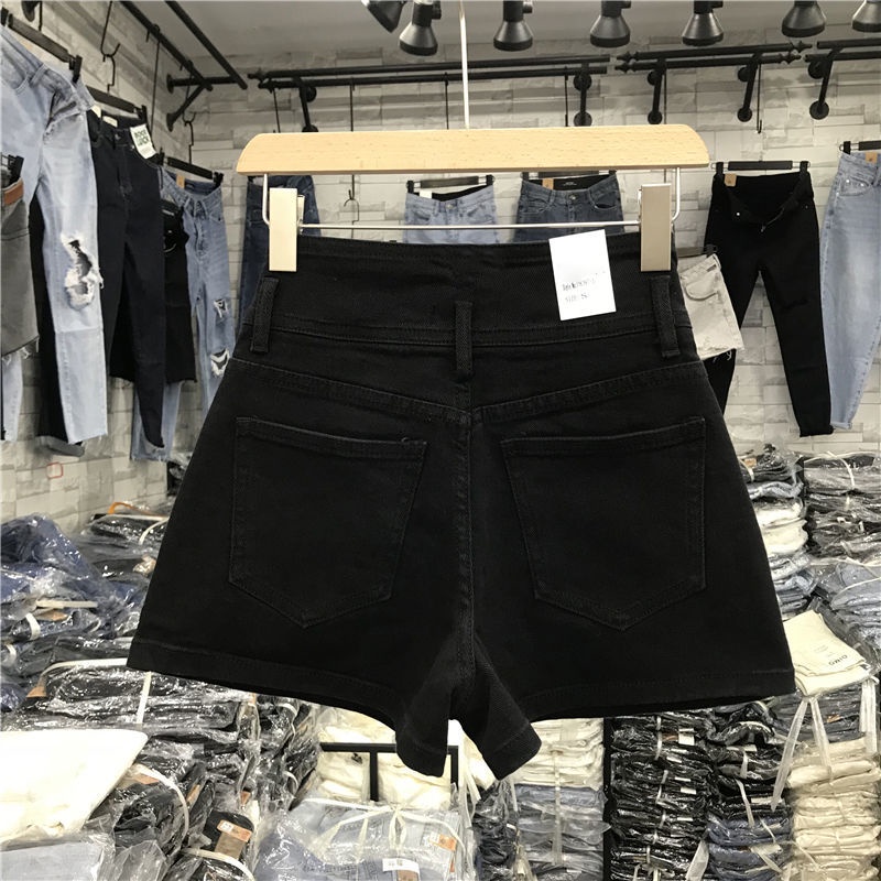 Jiashucheng Quần Short Denim Dáng Chữ A Lưng Cao Phối Khóa Kéo Phong Cách Châu Âu Thời Trang Mùa Hè 2022 Mới