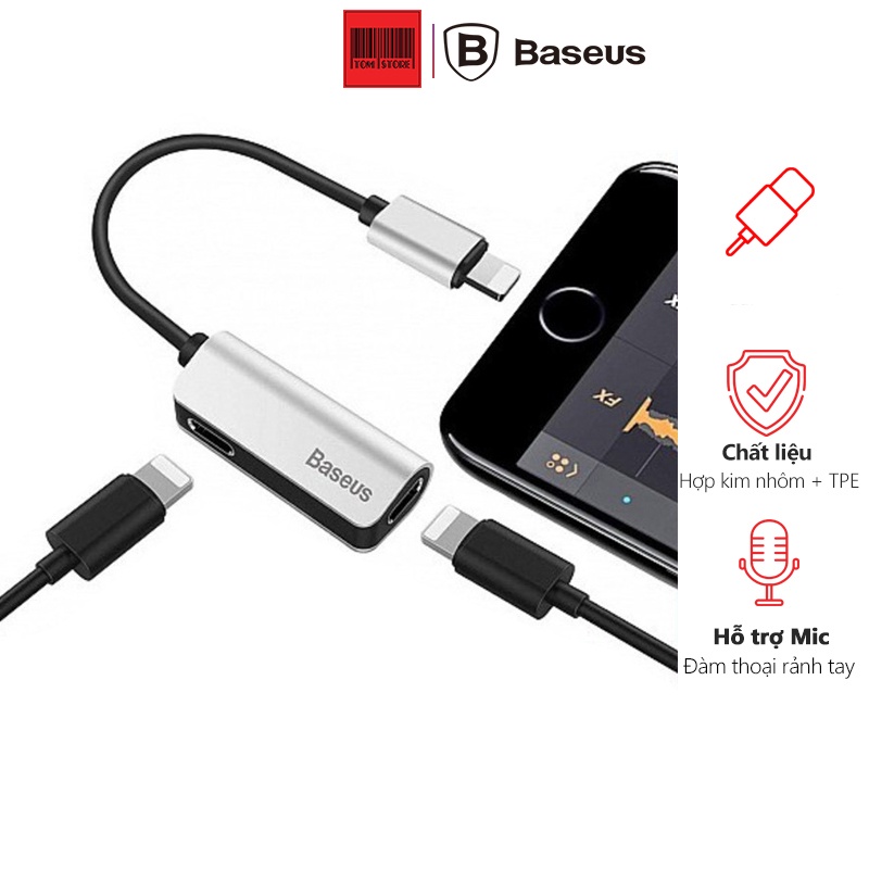 Cáp chia âm thanh chân Baseus l37 ra 2 cổng hỗ trợ mic chuyên game đàm thoại vừa sạc vừa chơi