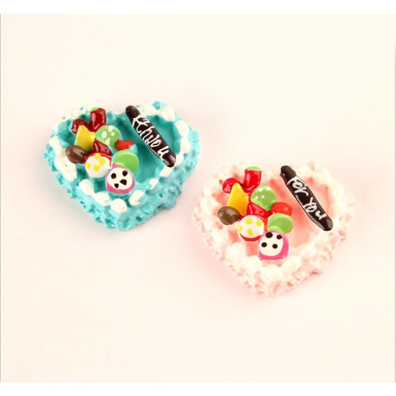 Mô hình bánh kem sinh nhật hình trái tim Trang Trí Tiểu Cảnh, Phone Case Decor Crafts Miniature