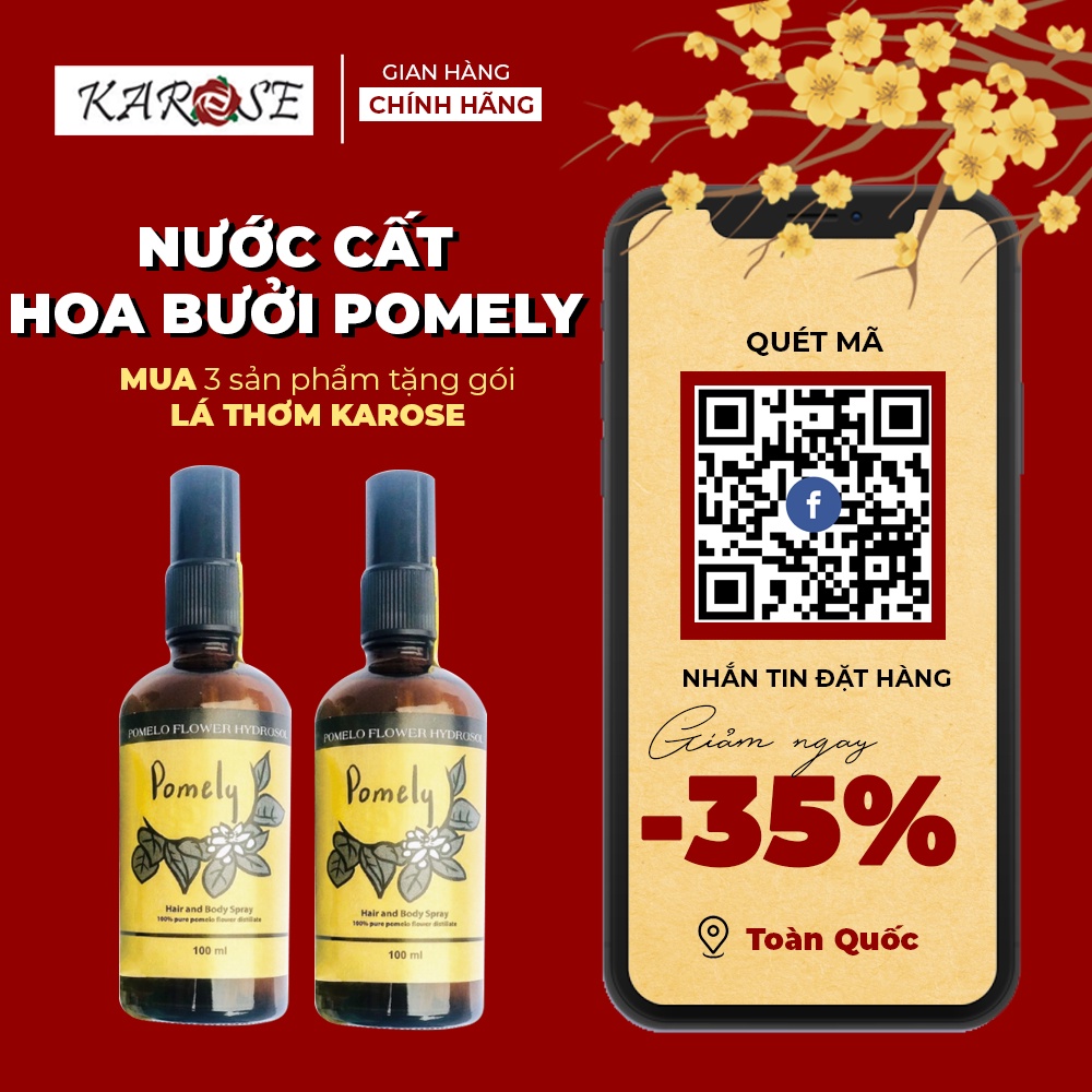 (DATE MỚI NHẤT, 100ml) Nước Cất Hoa Bưởi Thiên Nhiên Ngăn Rụng Tóc, Kích Thích Mọc Tóc, Thơm Mượt POMELY