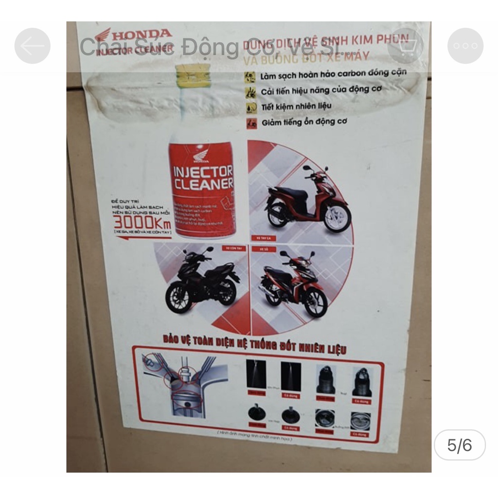 Chai súc động cơ, vệ sinh kim phun và buồng đốt xe máy chính hiệu Honda INJECTER-CLEANER