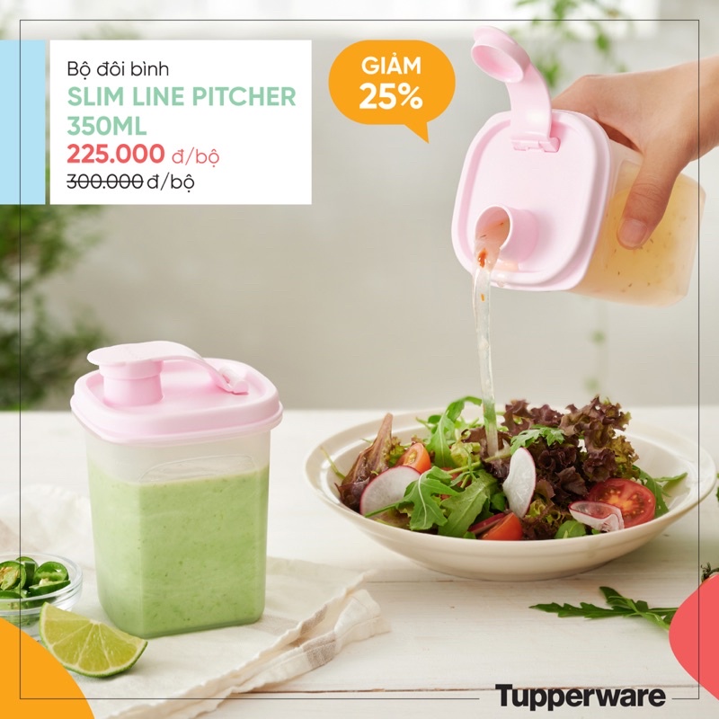 LẺ BÌNH NƯỚC SLIM LINE PITCHER 350ML, 1Lit, 2Lit - Hàng chính hãng Tupperware Việt Nam phân phối