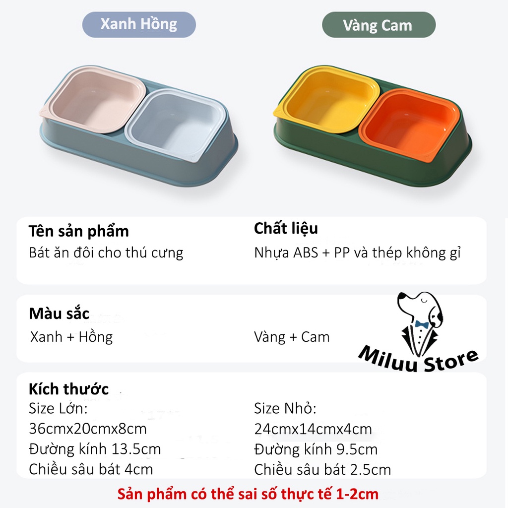 Bát Ăn Cho Chó Mèo - Bát Ăn Hai Ngăn Cho Chó Mèo Dung Tích Lớn Miluu Store