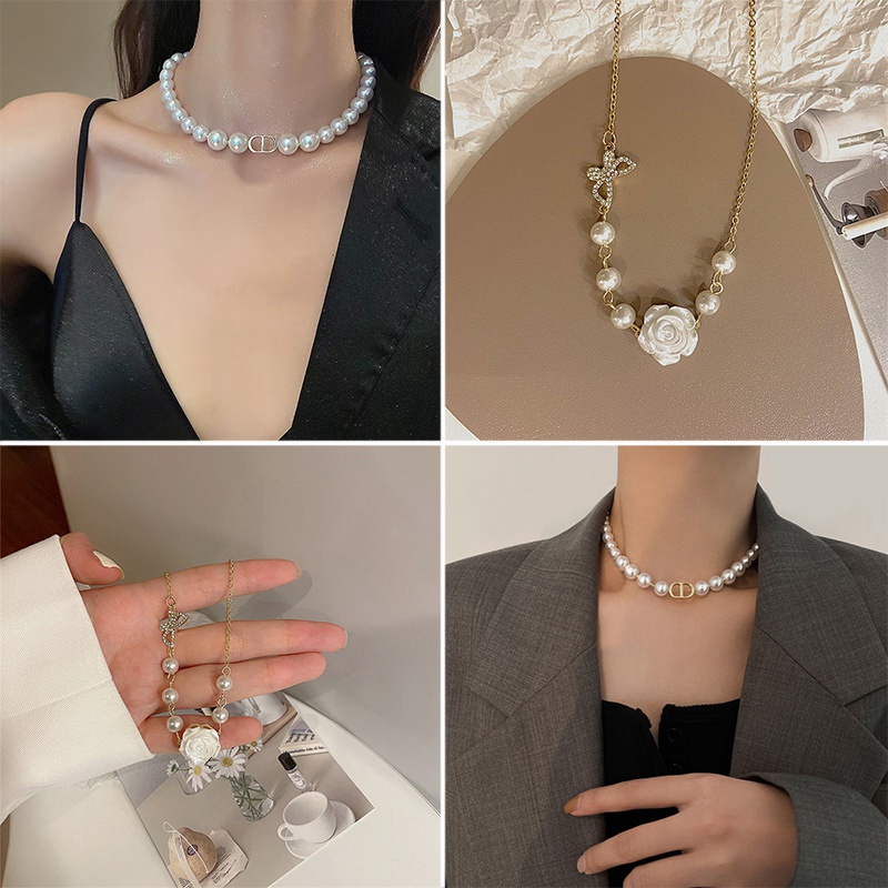Vòng cổ Mặt Ngọc Trai Phong Cách Cổ Điển Thời Trang Cho Nữ