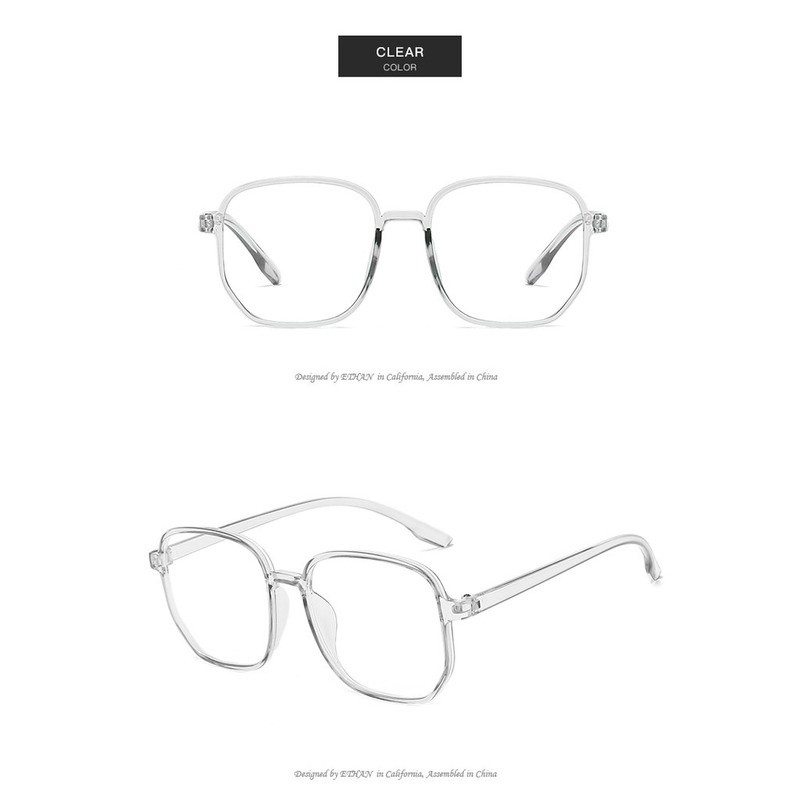 Kính mát gọng vuông lớn trong suốt chống ánh sáng xanh thời trang Hàn Quốc