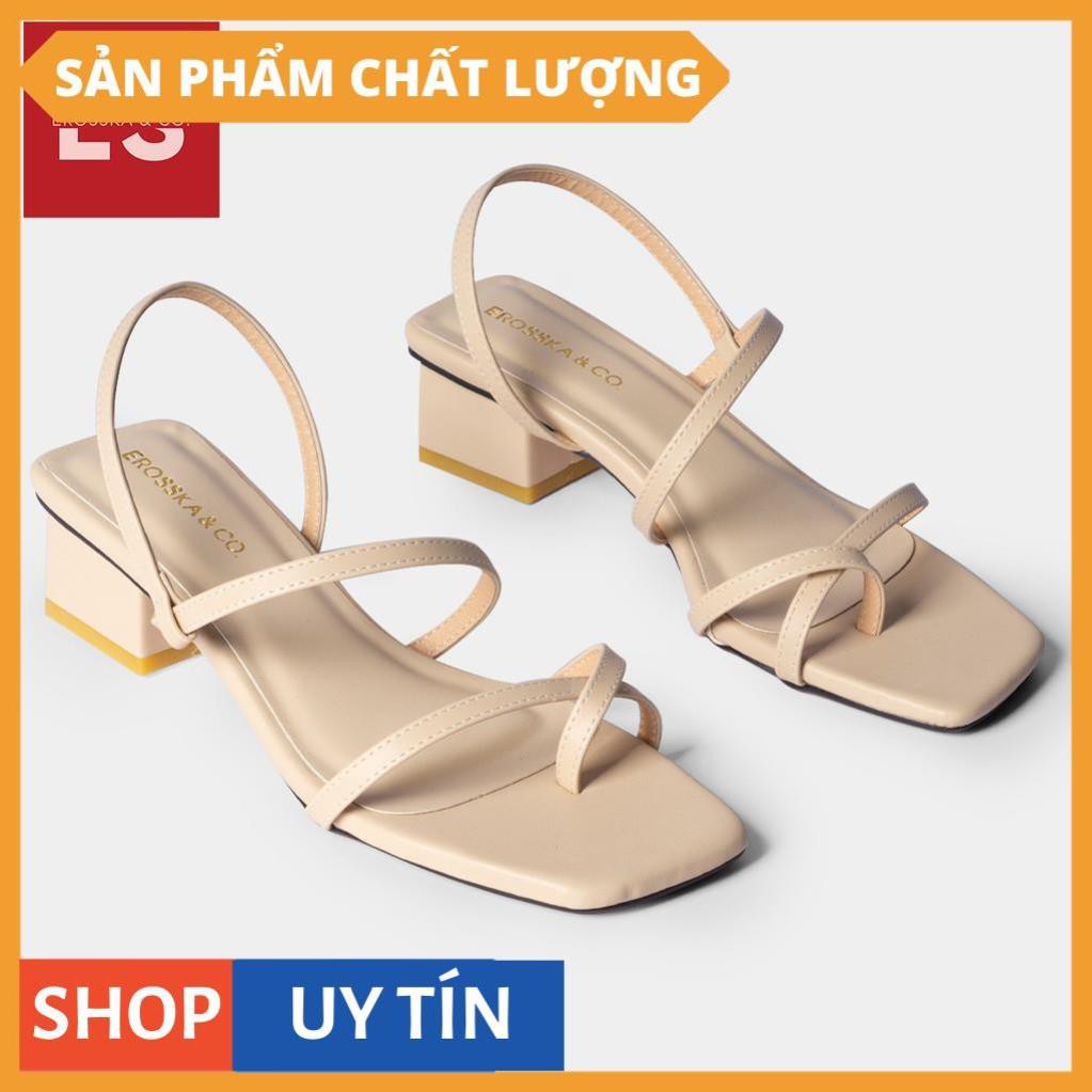 Sandal nữ xỏ ngón dây mãnh thời trang Eroska, kiểu dáng hiện đai dễ phối đồ cao 5cm màu kem [HÀNG CAO CẤP]