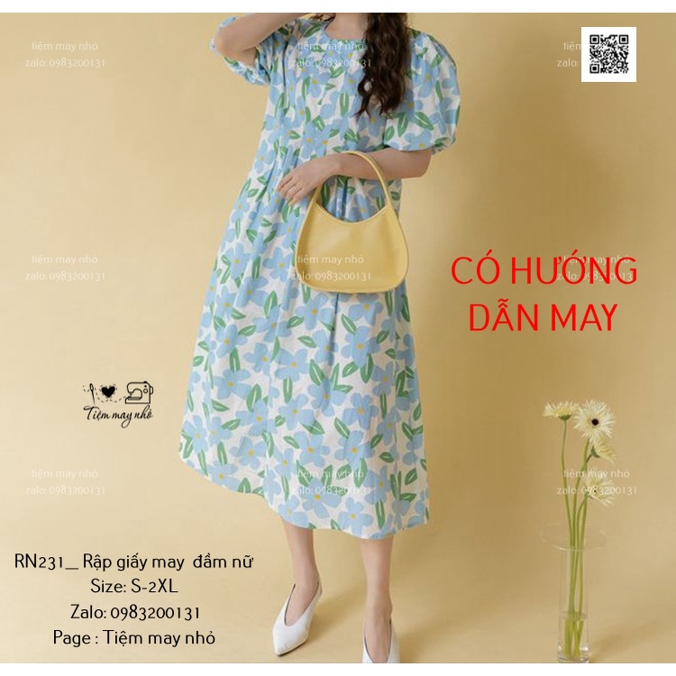 RN231_Rập giấy may đầm xếp li tay bí nữ