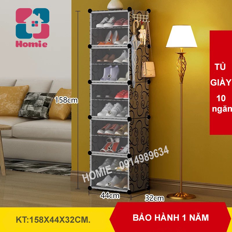 [Mã LIFEBKA5 giảm 10% tối đa 1 Triệu đơn 500k] {MỚI} Tủ giày 10 ngăn (đựng 20 đôi giày) - Tủ nhựa ghép đựng giày 10 ô