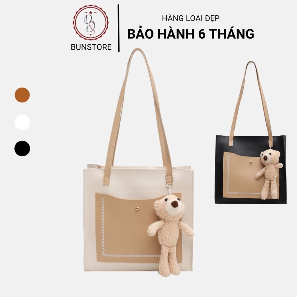 Túi tote da Bun Store túi xách đeo vai nữ thời trang đẹp đi làm đi học dễ thương đựng giấy A4