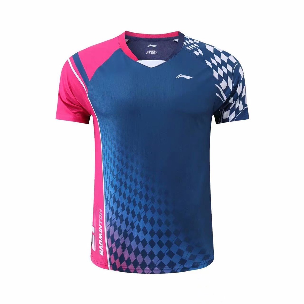 Li Ning Áo Thun Thể Thao Tay Ngắn Nhanh Khô Cho Nam Nữ Chơi Cầu Lông tennis Bàn Tay Ngắn