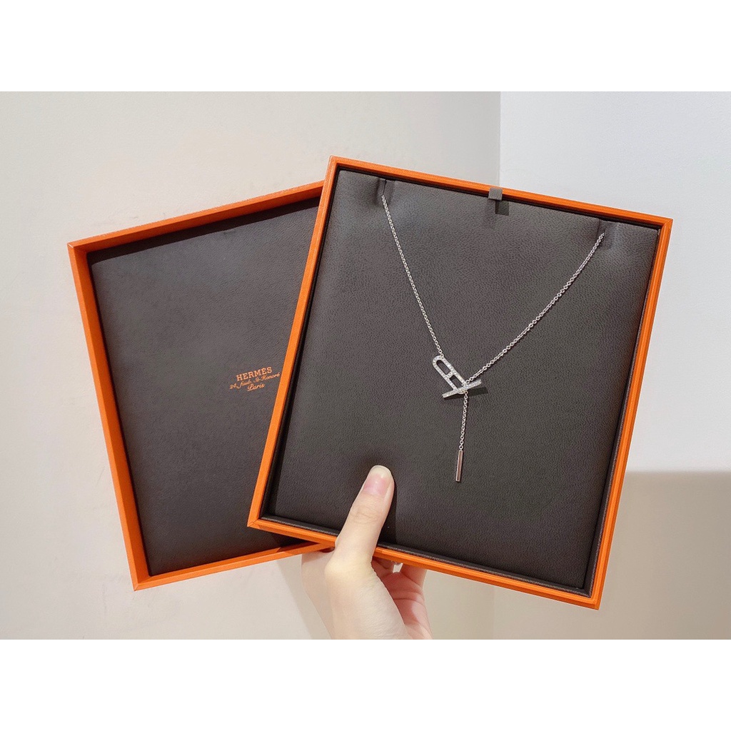 H Vòng cổ Bạc Sterling Dáng Dài Đính Kim Cương D 'Ancre
