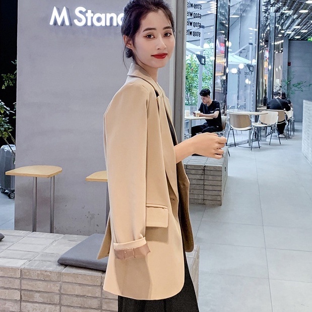 Áo blazer nữ áo vest nữ 2 lớp tay dài màu trơn 2 hàng cúc phong cách Hàn Quốc