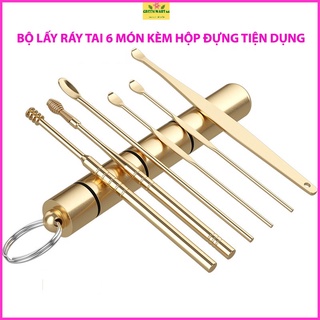 Bộ lấy ráy tai 6 món cao cấp kèm hộp đựng tiện dụng