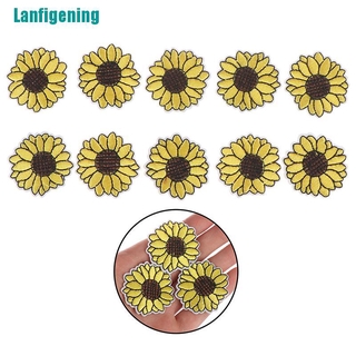 Set 10 Sticker Ủi Thêu Hình Hoa Hướng Dương Vàng