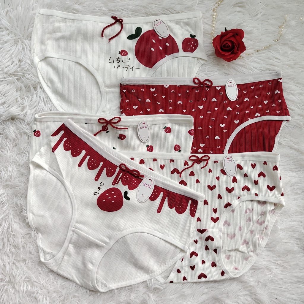 Quần lót nữ cotton hình dâu tây dễ thương - Quần lót cotton